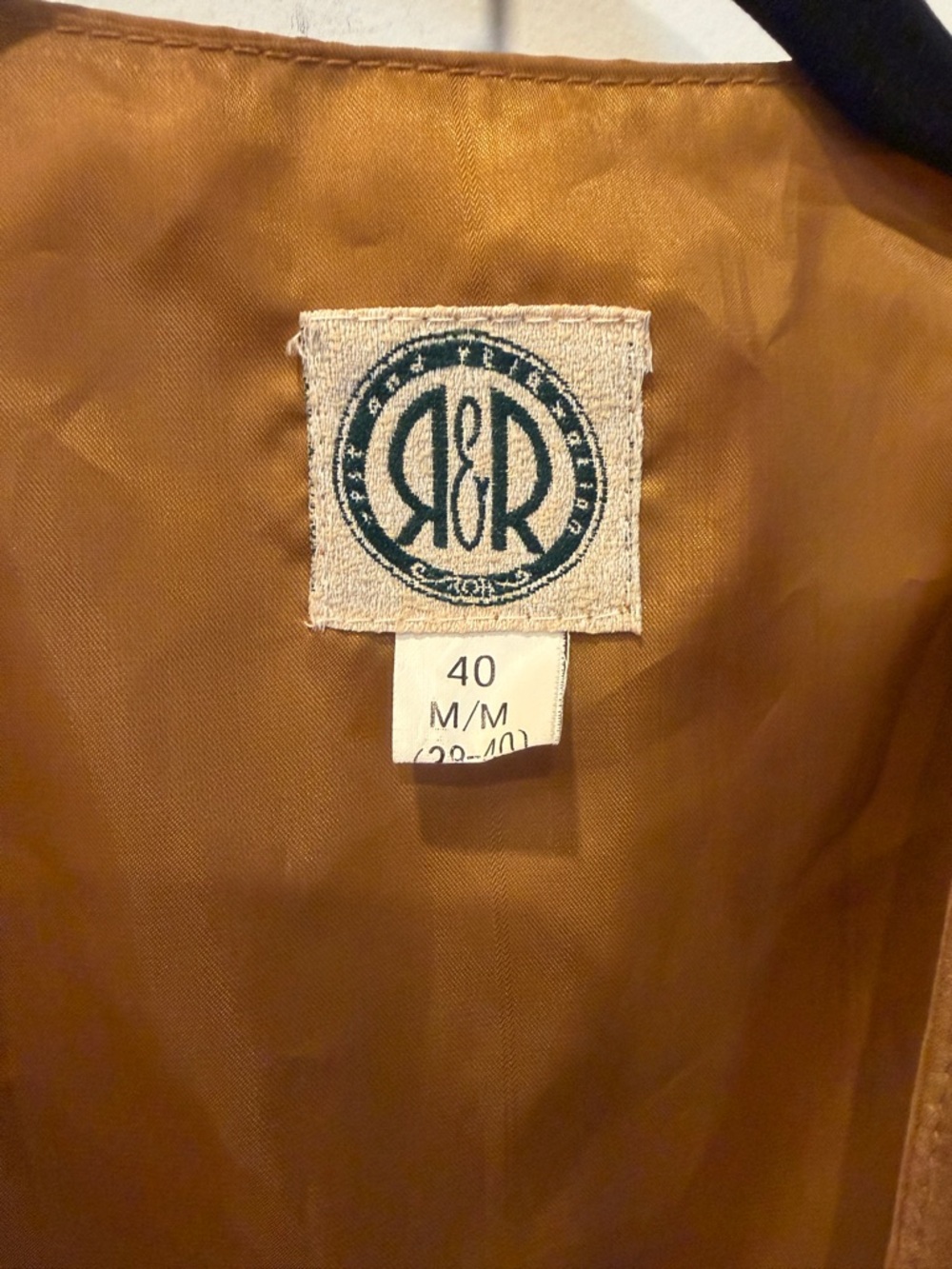 Vintage Men's Suede leather Button Vest - Brown Tan - Picture 6 of 14